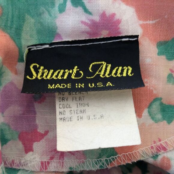 Vintage Midi Dress Fit Flare Floral 80s 90s Housewife Retro Pink Green Button 10 - Picture 14 of 16